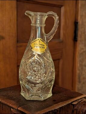 Vintage Anchor Hocking cruet in Prescut pattern with original sticker